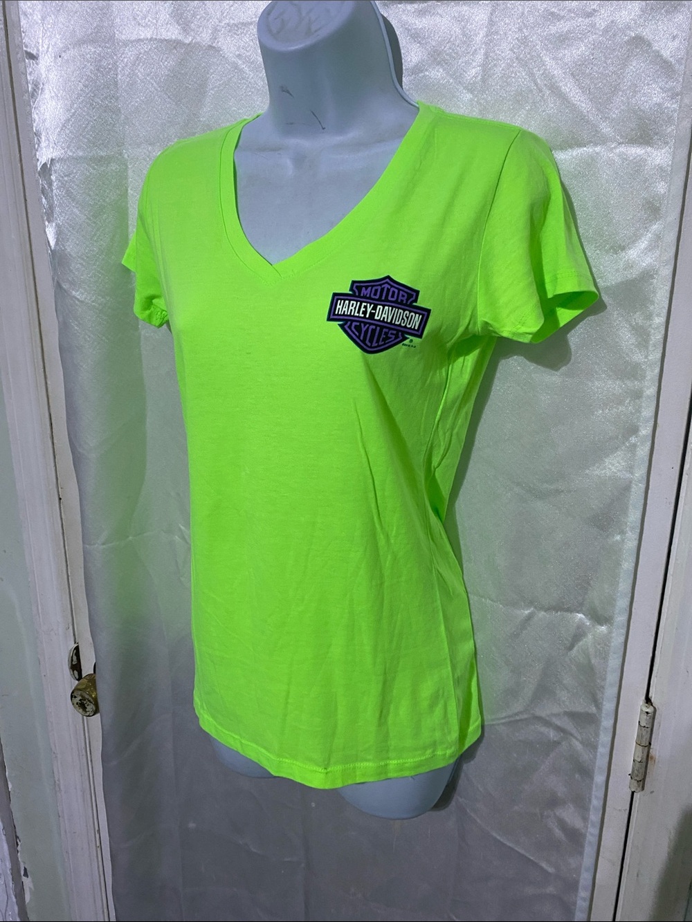 Harley-Davidson Neon Lime V-Neck Logo Tee